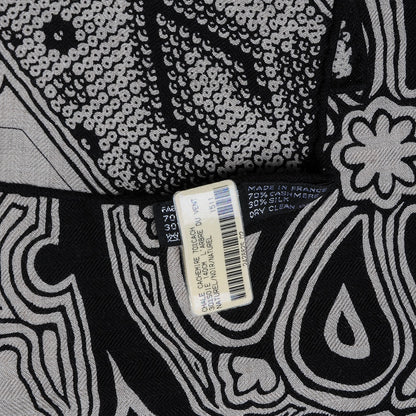 Hermes Cashmere Silk L'Arbre Du Vent Shawl 140 Naturel Noir 8 of 9