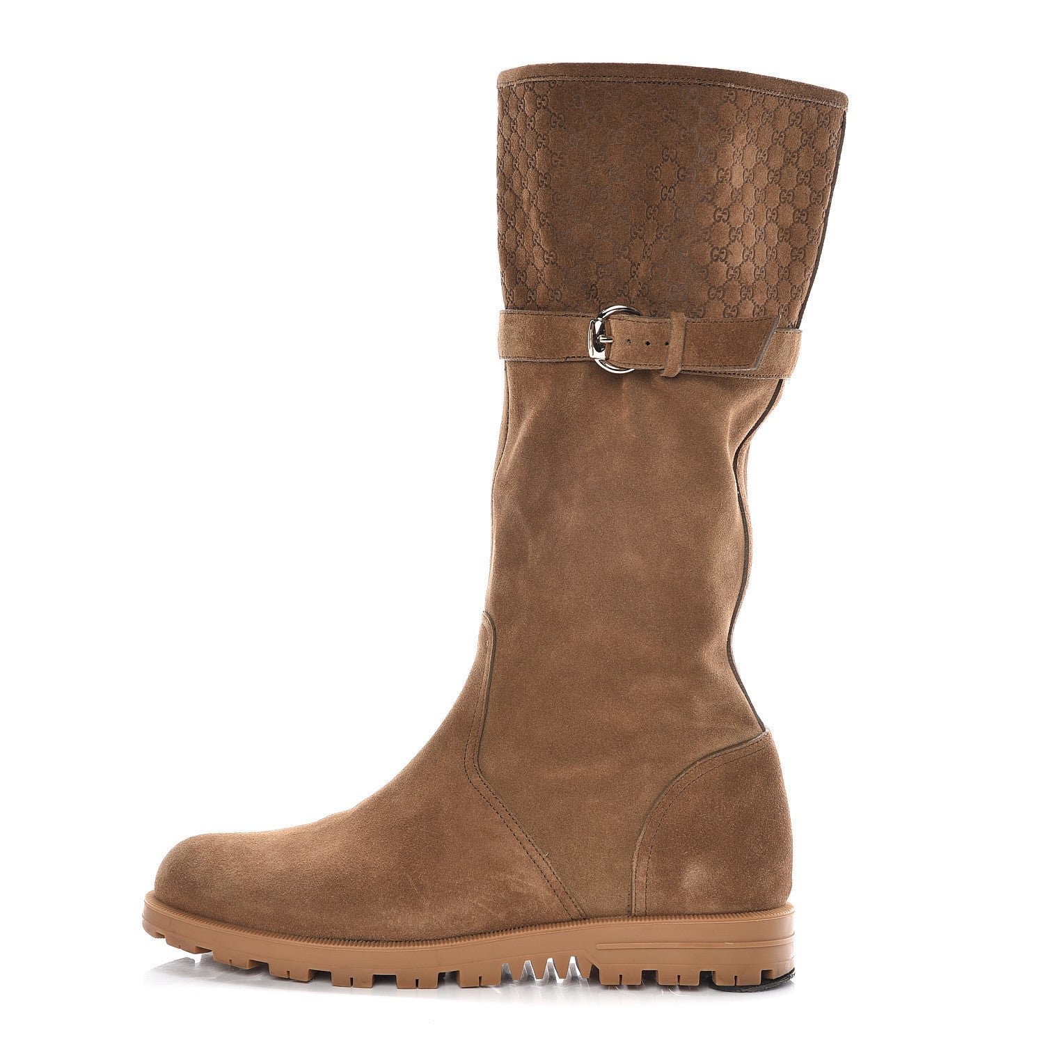 Gucci Suede Microguccissima Knee Boots 40 Brown 1 of 20