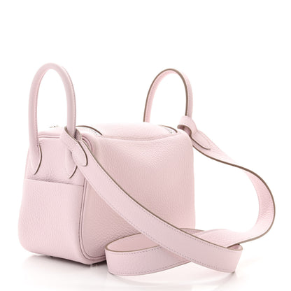 Hermes Taurillon Clemence Verso Mini Lindy 20 Mauve Pale 3 of 11