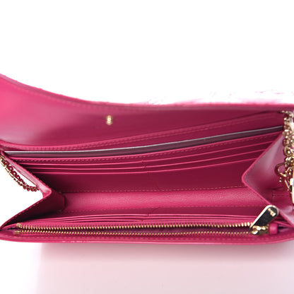 Christian Dior Patent Cannage Rendezvous Chain Wallet Magenta 5 of 11