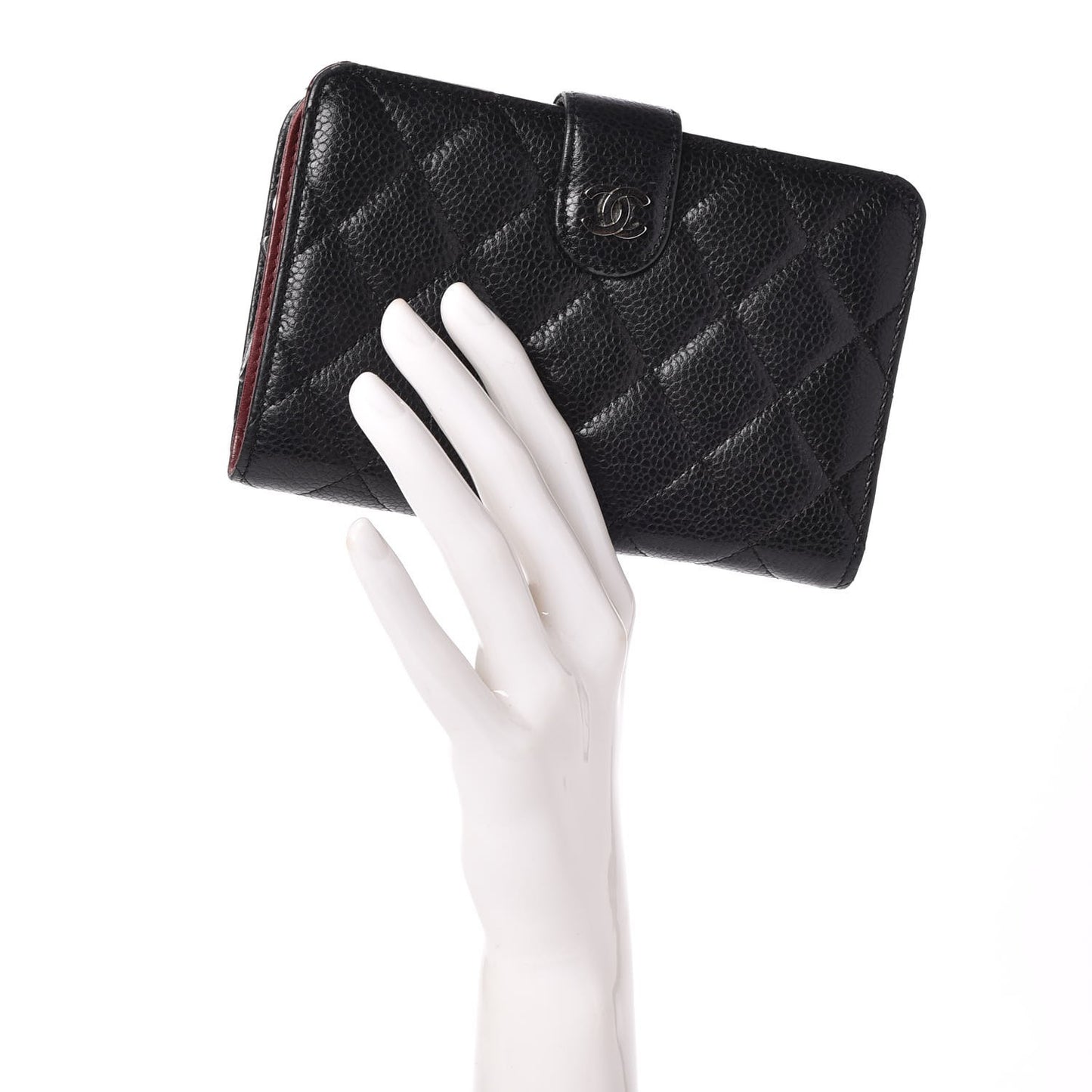Caviar Quilted Zipped Pocket Wallet Black