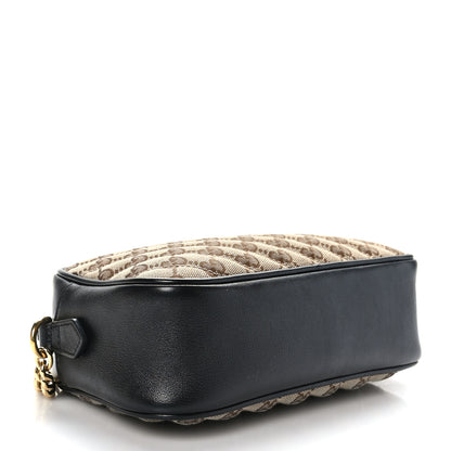 Gucci Monogram Matelasse Diagonal Small GG Marmont Chain Shoulder Bag Beige Black 4 of 11