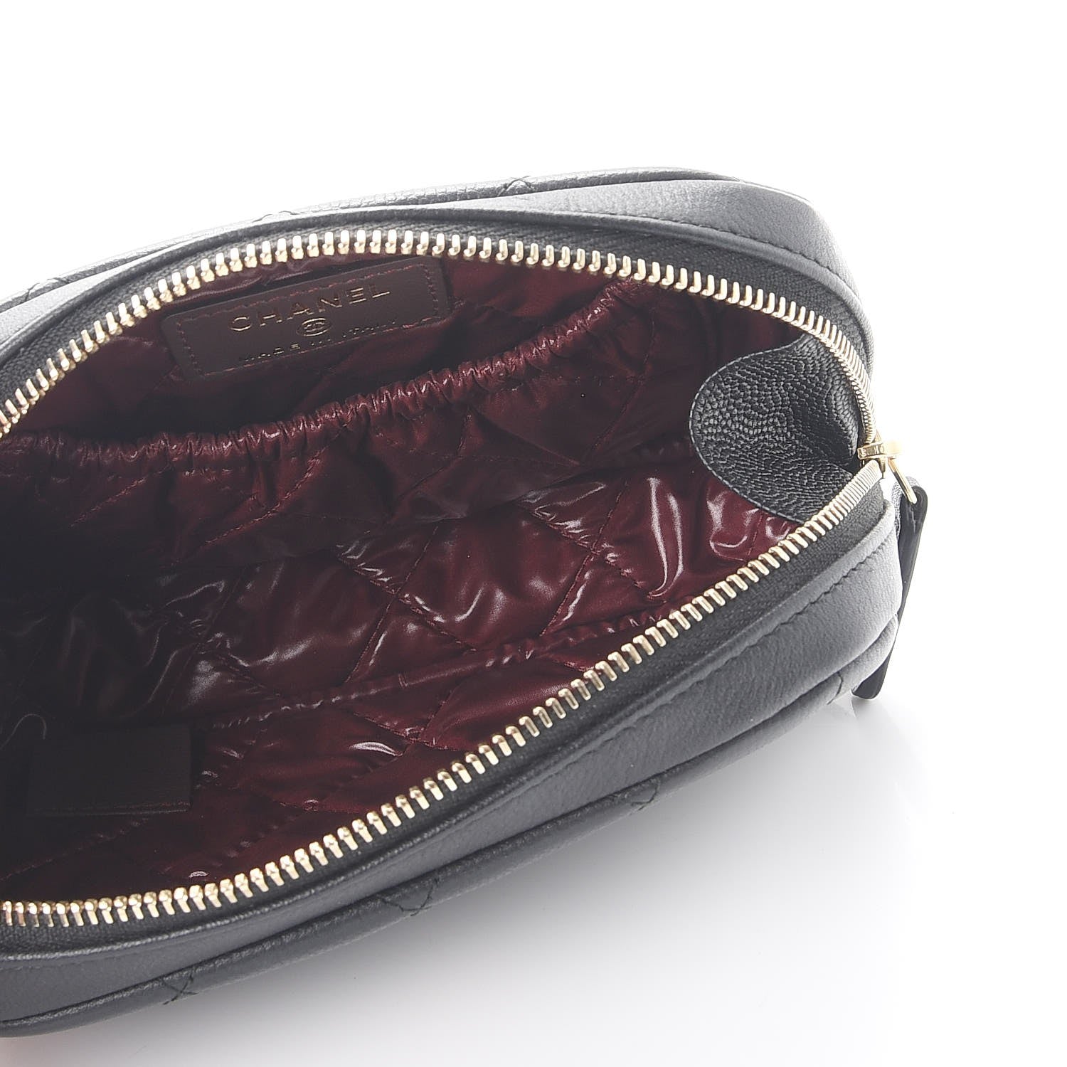 Chanel Caviar Quilted Small Curvy Pouch Cosmetic Case Black 5 of 8