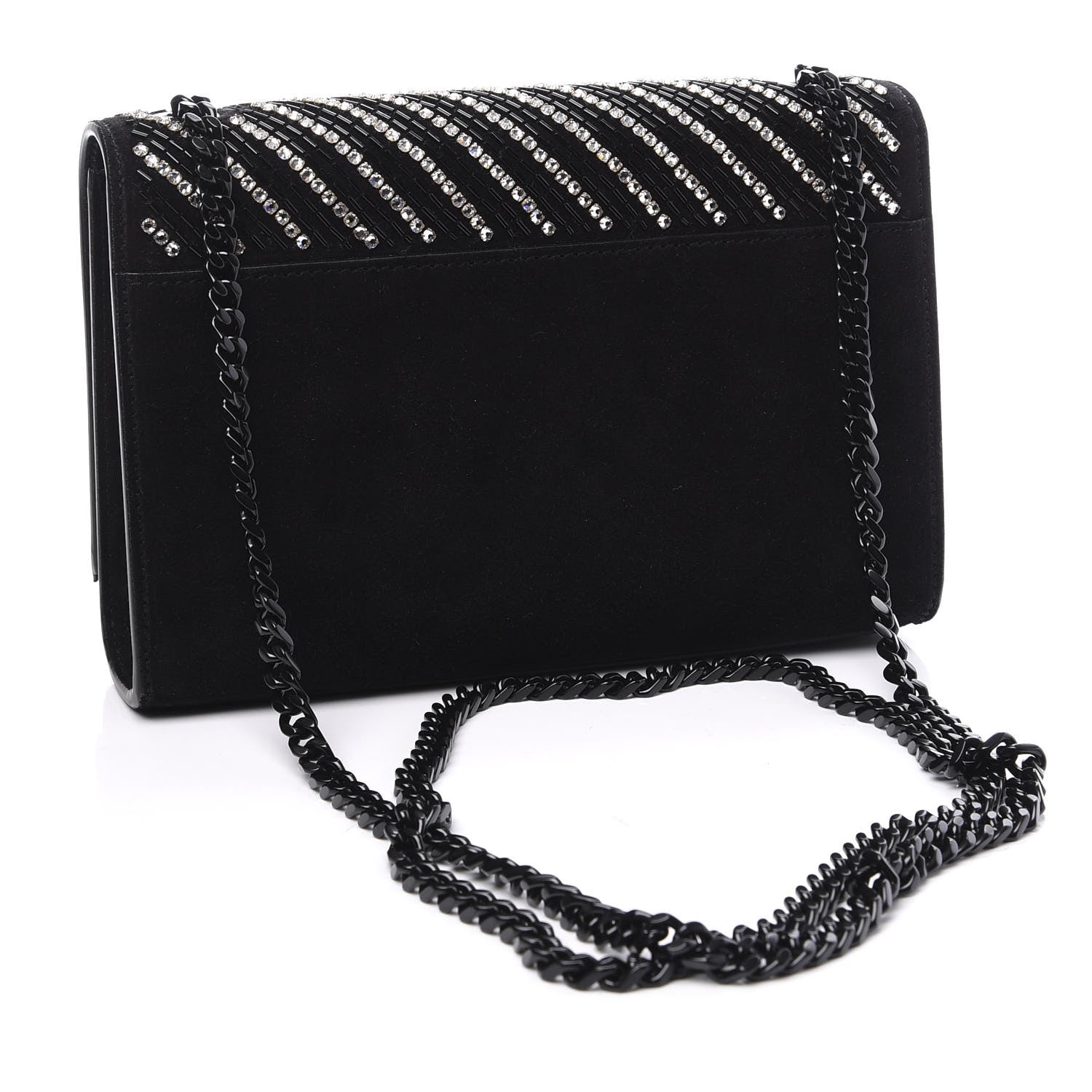 Saint Laurent Suede Crystal Small Classic Monogram Kate Satchel Black 2 of 9