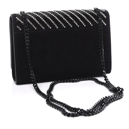 Saint Laurent Suede Crystal Small Classic Monogram Kate Satchel Black 2 of 9