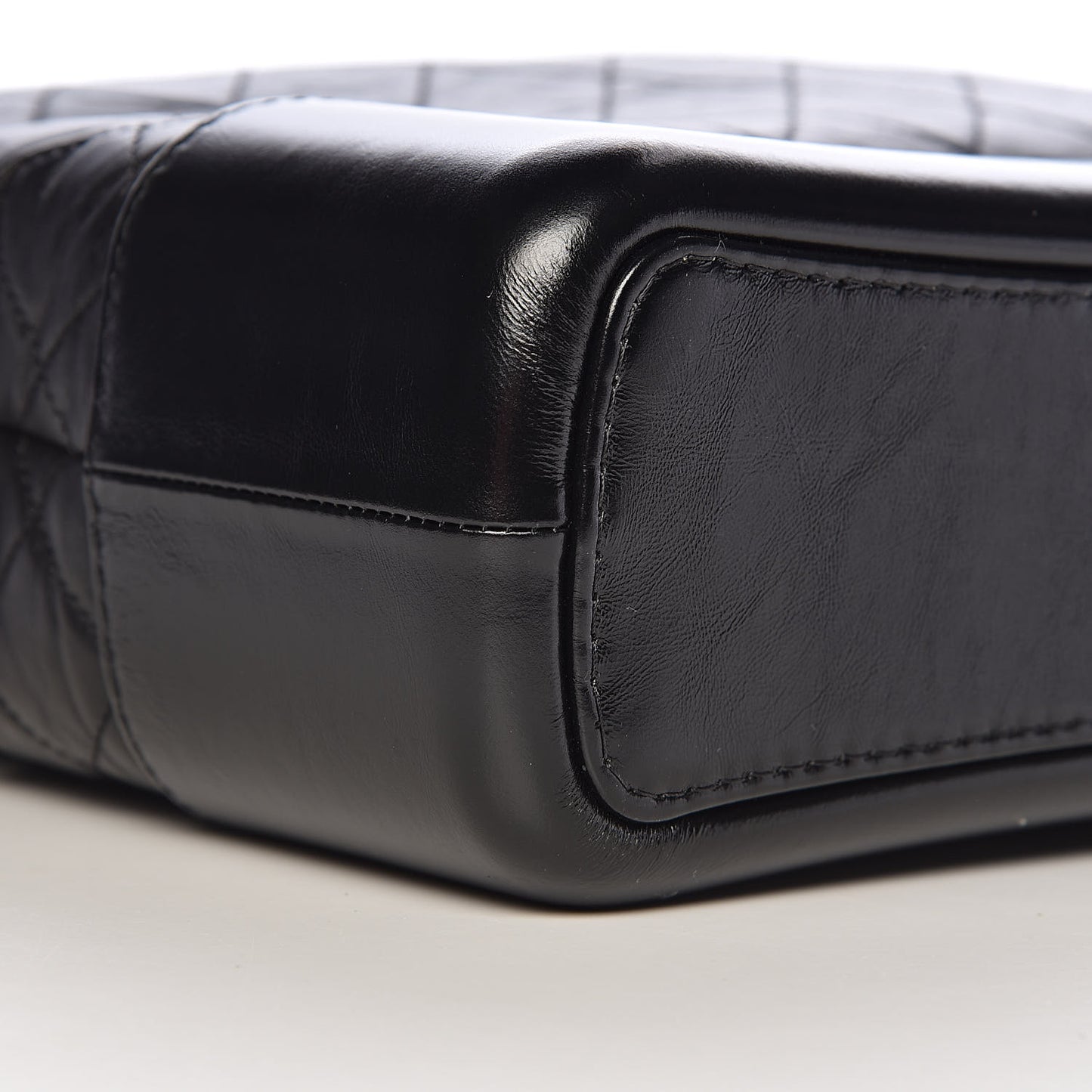 Aged Calfskin Quilted Large Gabrielle Hobo Black