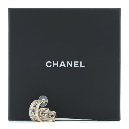Chanel Metal Crystal Bow-tiful CC Hoop Earrings Gold 6 of 6