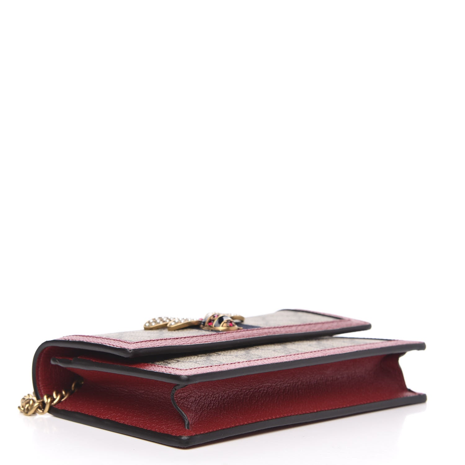 Gucci GG Supreme Monogram Web Queen Margaret Chain Wallet Red 4 of 10