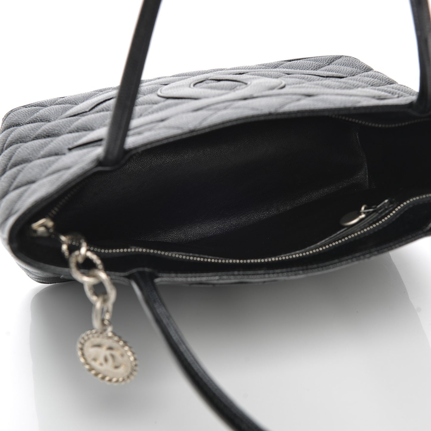 Caviar Quilted Medallion Tote Black