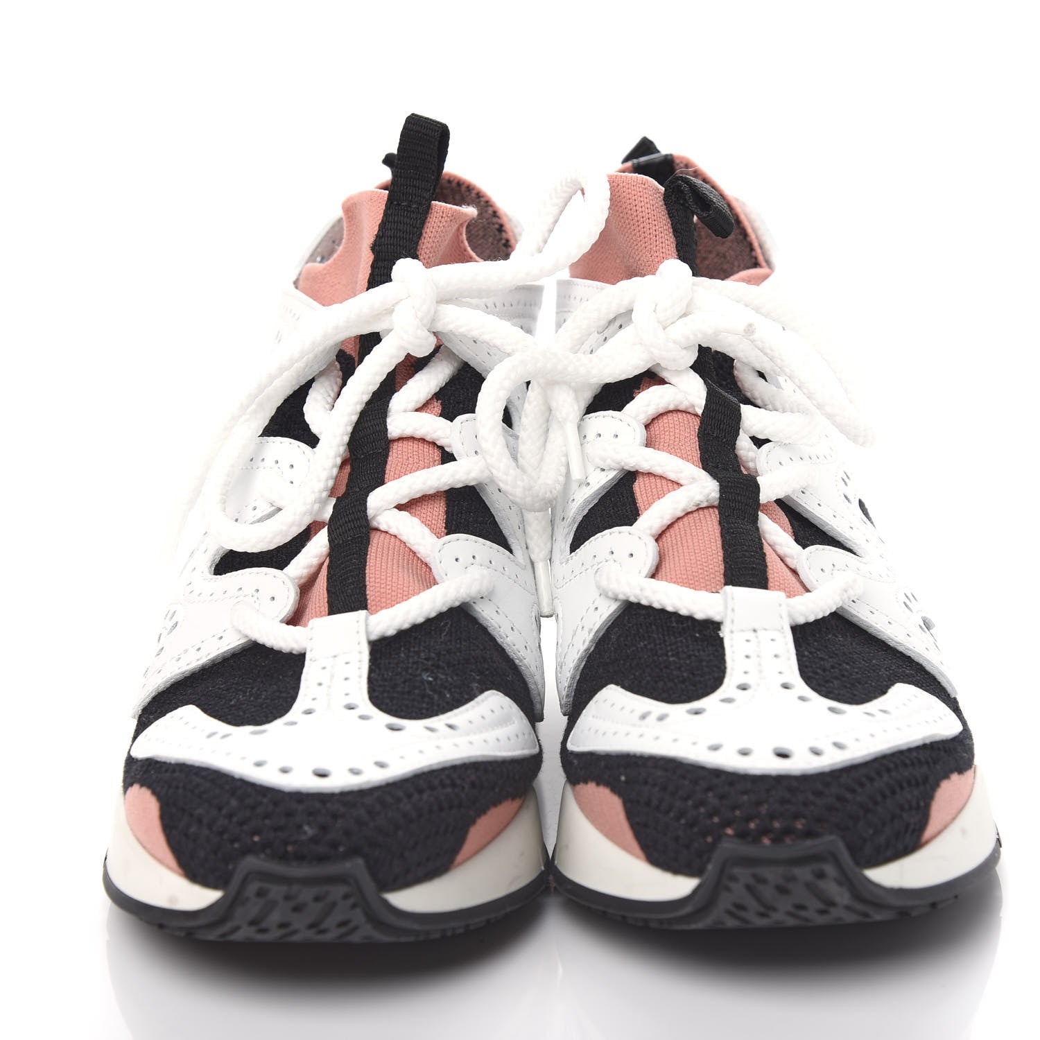 Hermes Knit Calfskin High Rise Action Sneakers 38 Rose Bubinga Multicolor 5 of 11