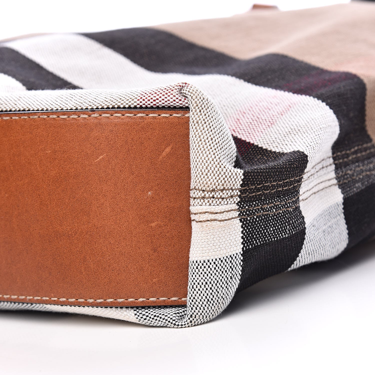 Burberry Canvas Mega Check Medium Tottenham Brit Tote Saddle Brown 9 of 11