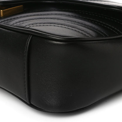 Gucci Calfskin Matelasse Mini GG Marmont Shoulder Bag Black 11 of 12