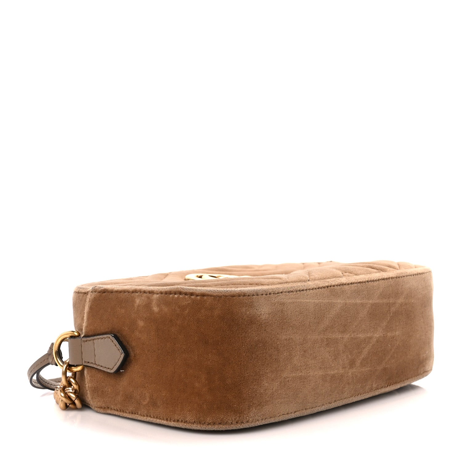 Gucci Velvet Matelasse Small GG Marmont Chain Shoulder Bag Taupe 4 of 11
