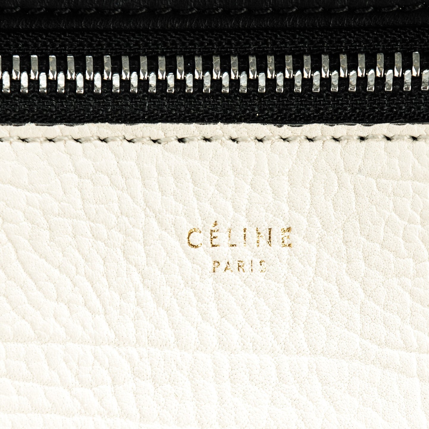 Textured Calfskin Small Bi-Color Edge Shoulder Bag Black Cream
