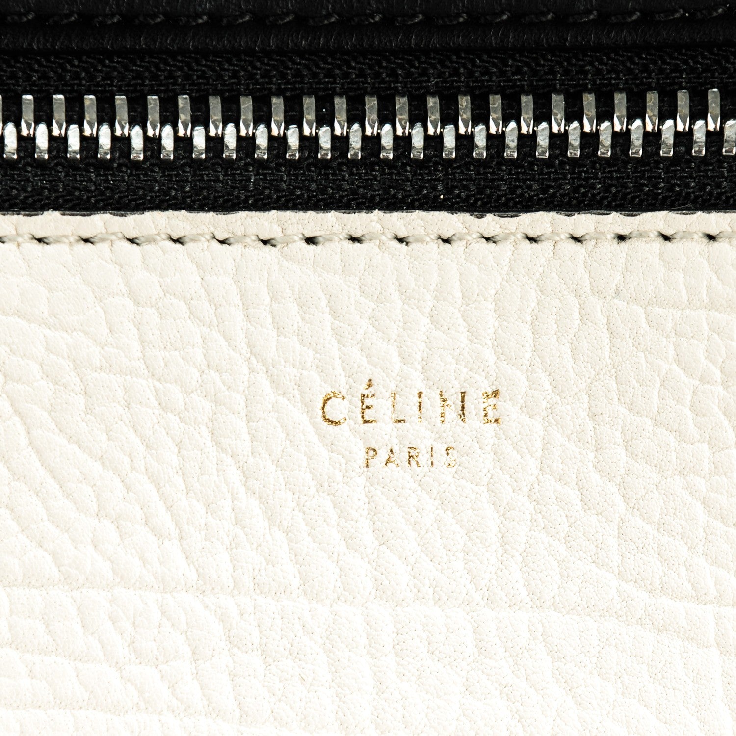 Celine Textured Calfskin Small Bi-Color Edge Shoulder Bag Black Cream 6 of 9