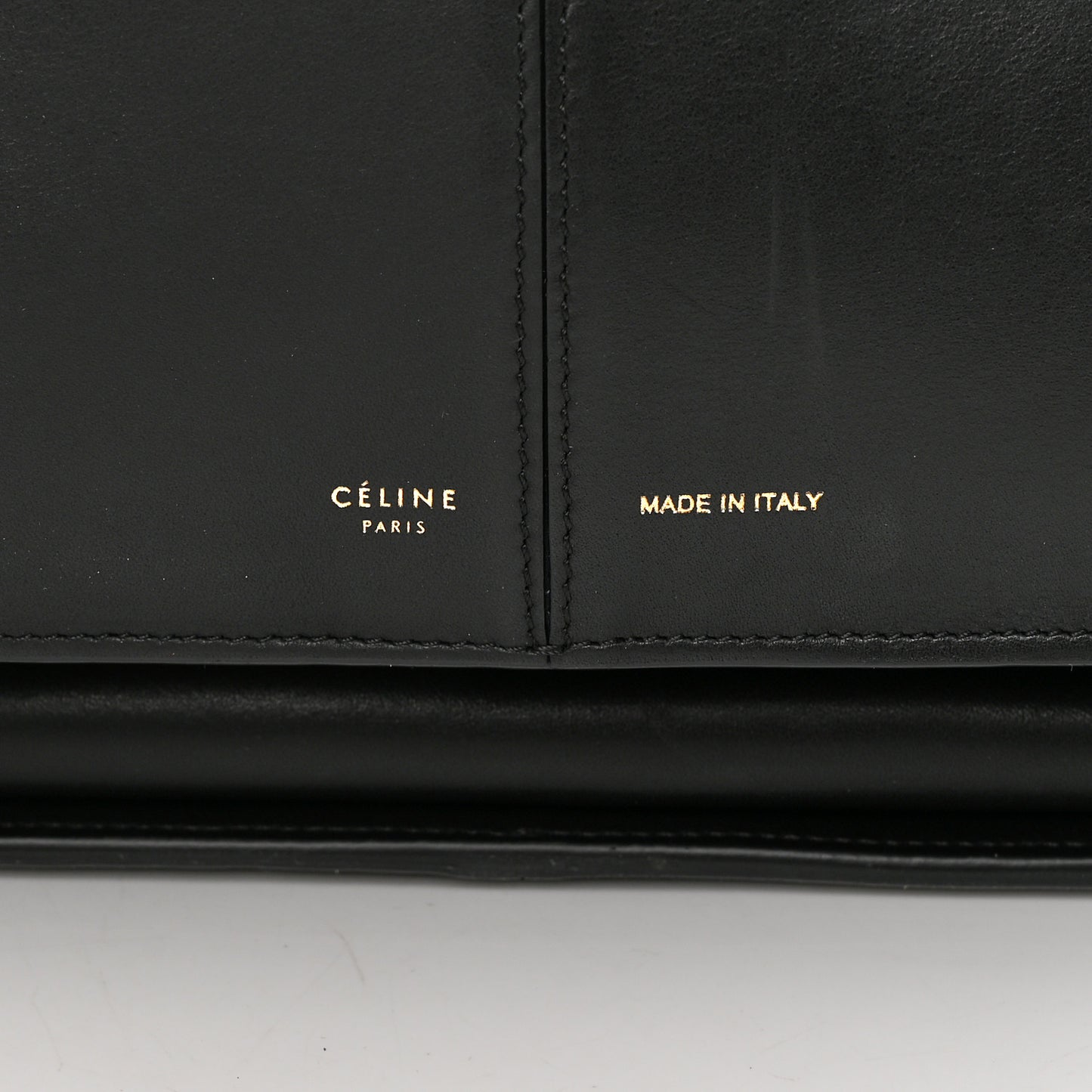 Smooth Calfskin Bi-Color Medium Tri-Fold Bag Black Dark Sea