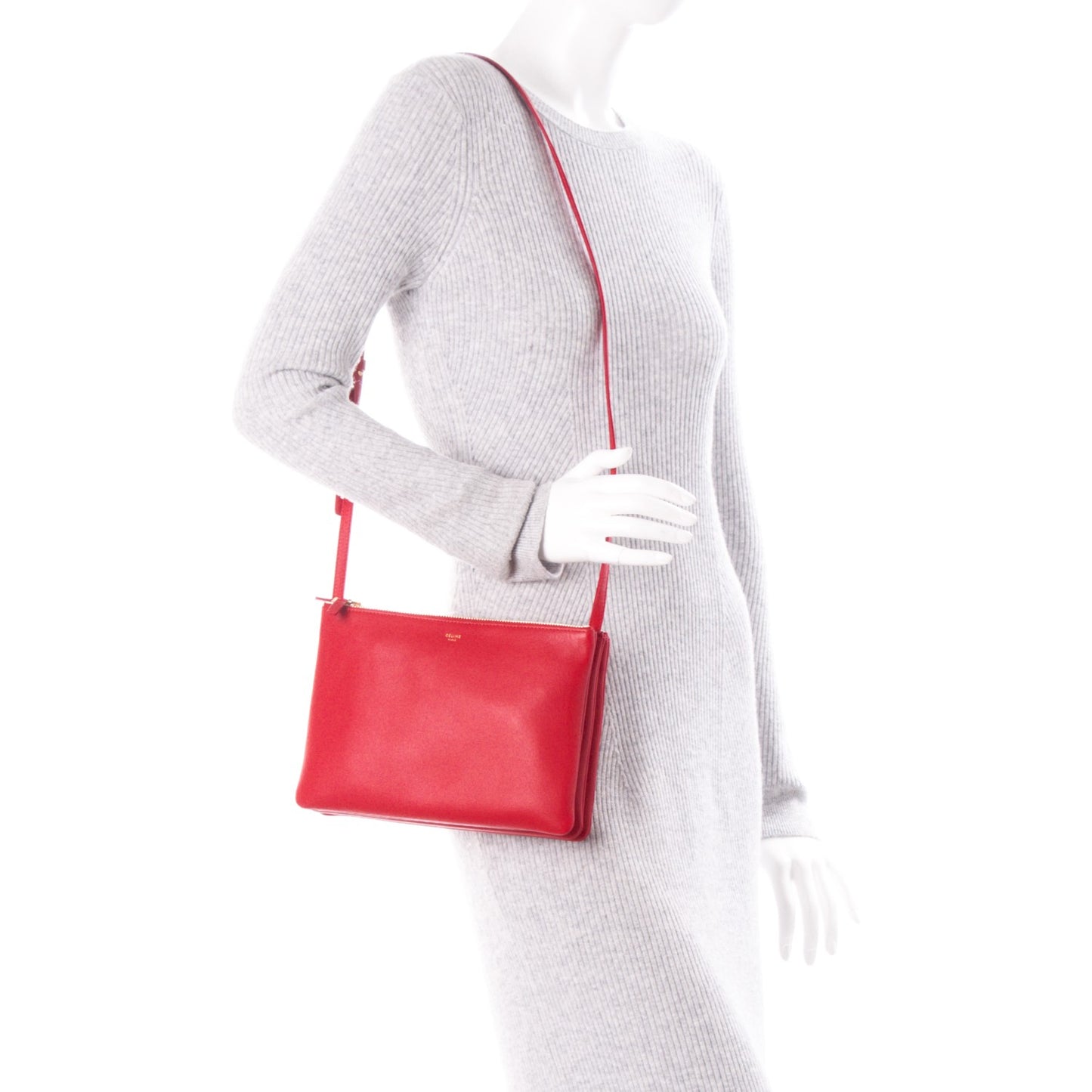 Lambskin Large Trio Crossbody Bag Red