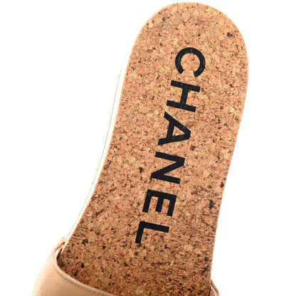 Chanel Suede Cork Mule Sandal 36 Beige Black 8 of 11