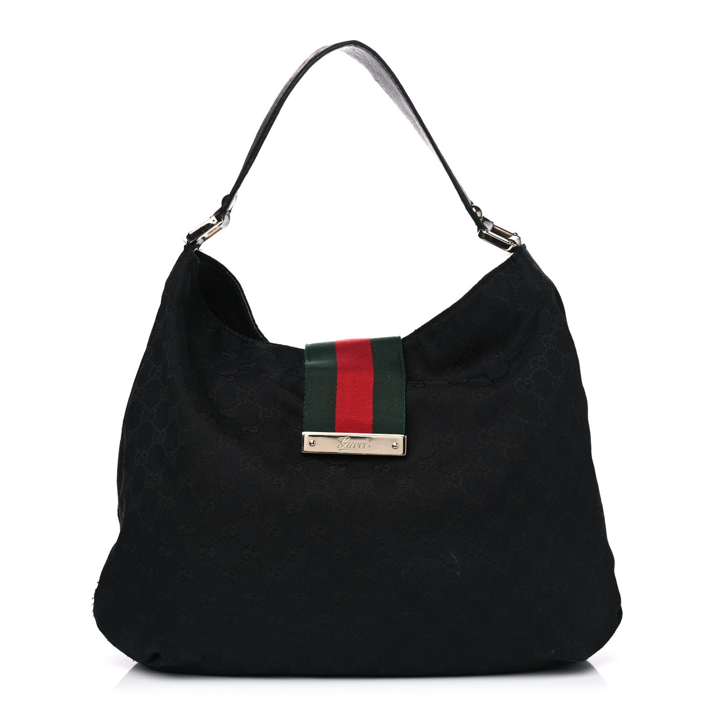 Monogram Large New Ladies Web Hobo Black