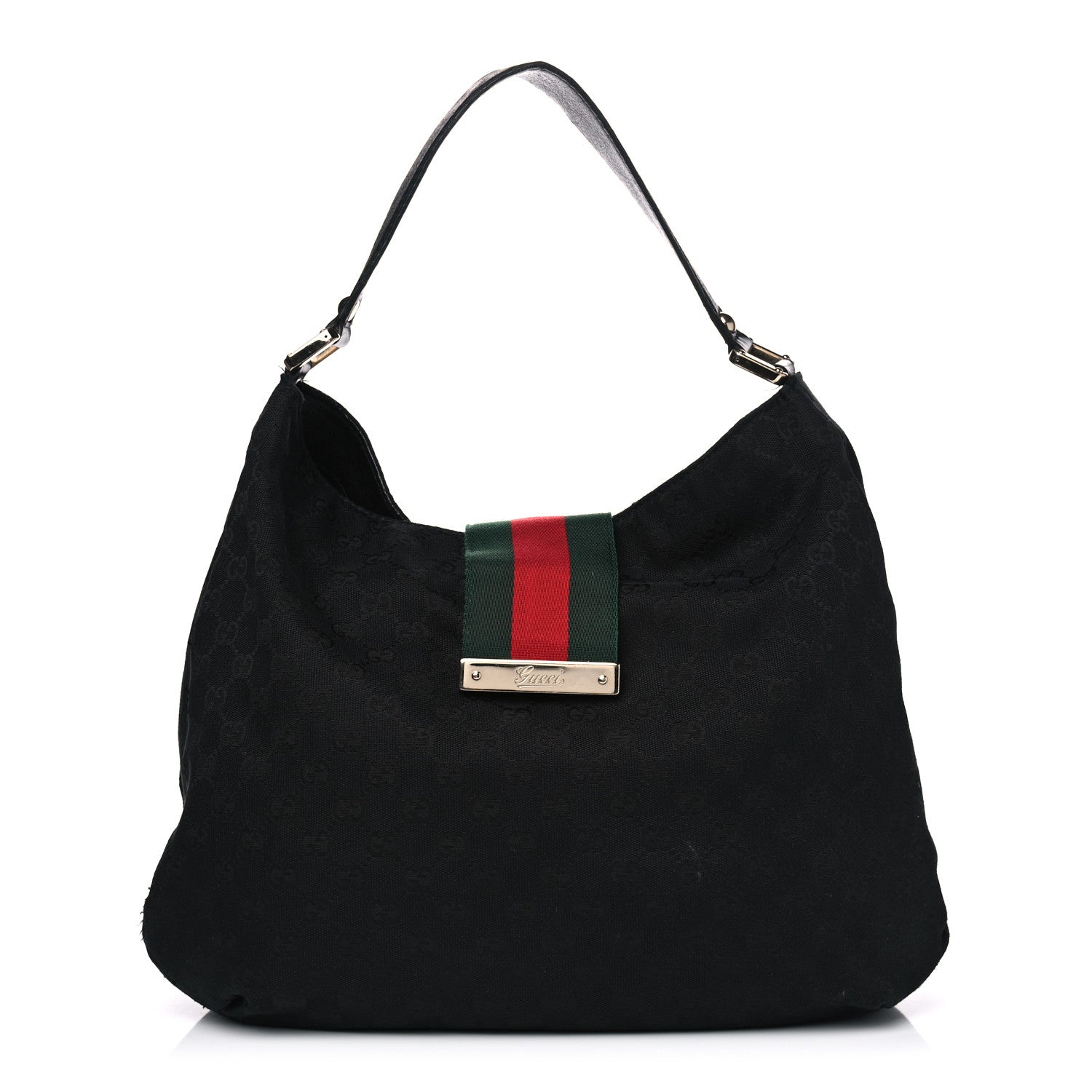 Gucci Monogram Large New Ladies Web Hobo Black 1 of 10