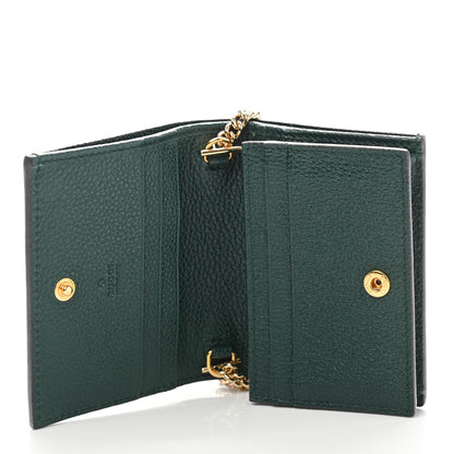 Gucci Grainy Calfskin Zumi Chain Card Case Wallet Vintage Green 5 of 8