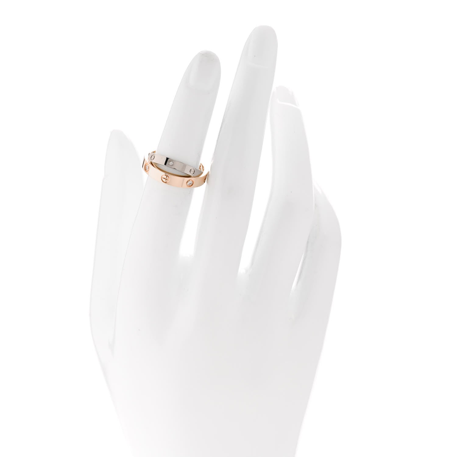Cartier 18K Pink White Gold 6 Diamonds LOVE Ring 48 4.5 2 of 4
