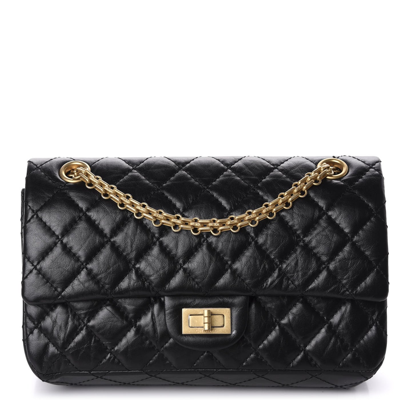 Aged Calfskin Quilted 2.55 Reissue 225 Flap Black