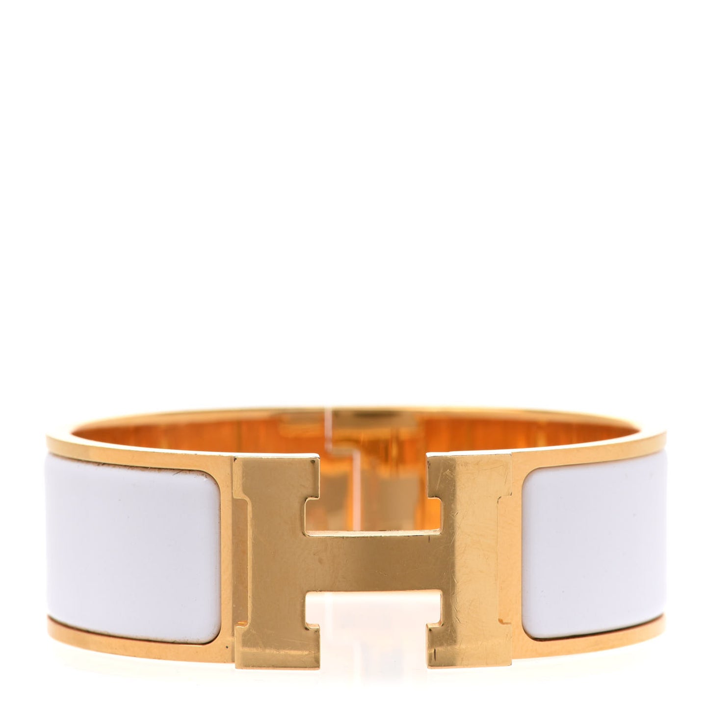 Enamel Wide Clic Clac H Bracelet PM White