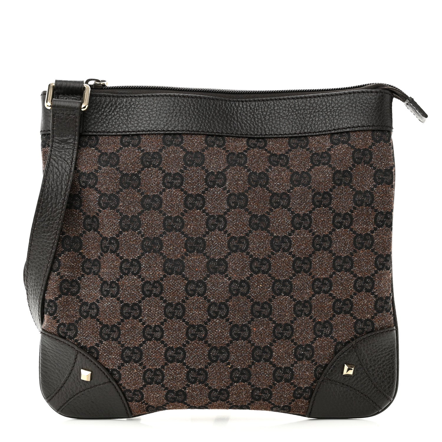 Gucci Monogram Flat Messenger Bag Black 1 of 10