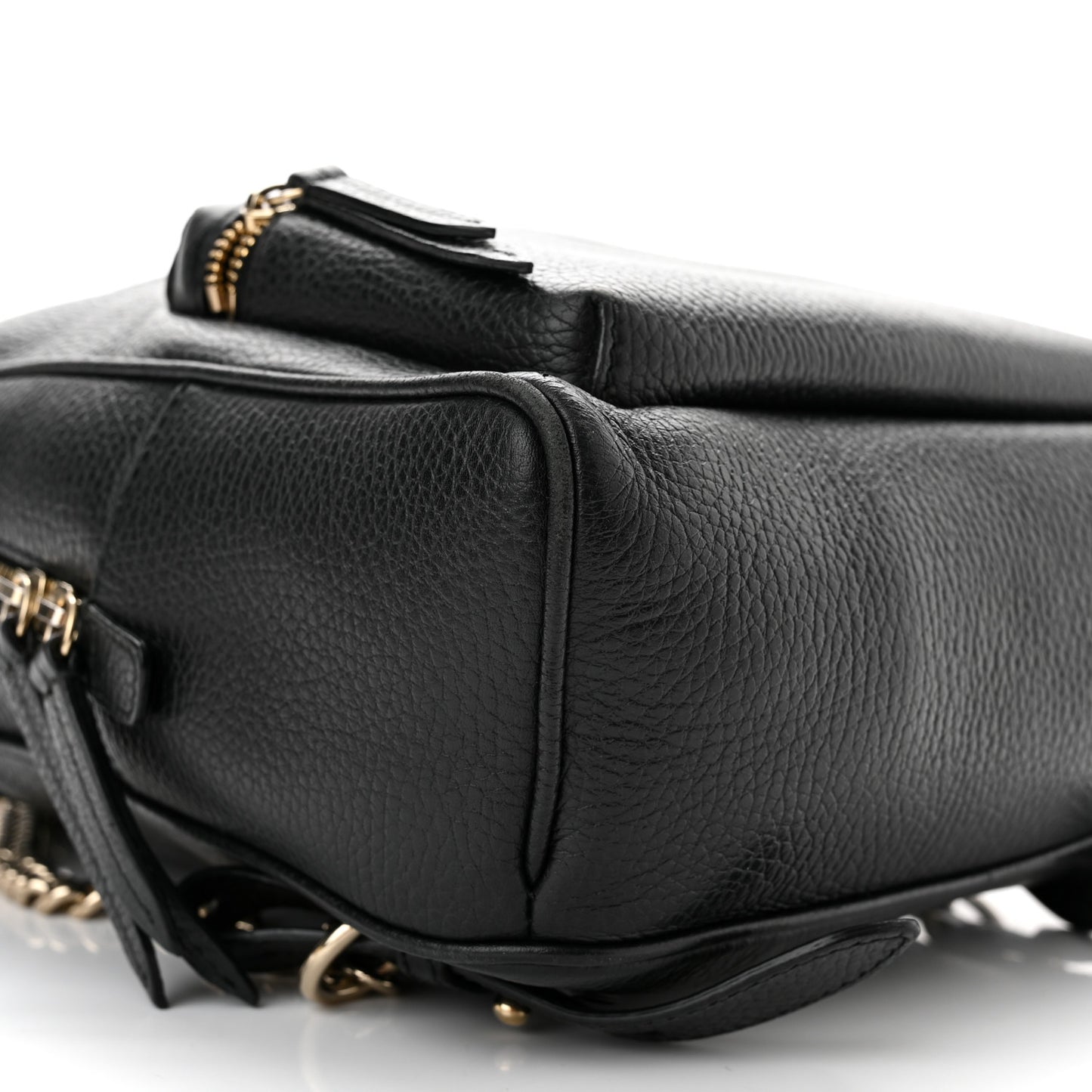 Pebbled Calfskin Soho Chain Backpack Black