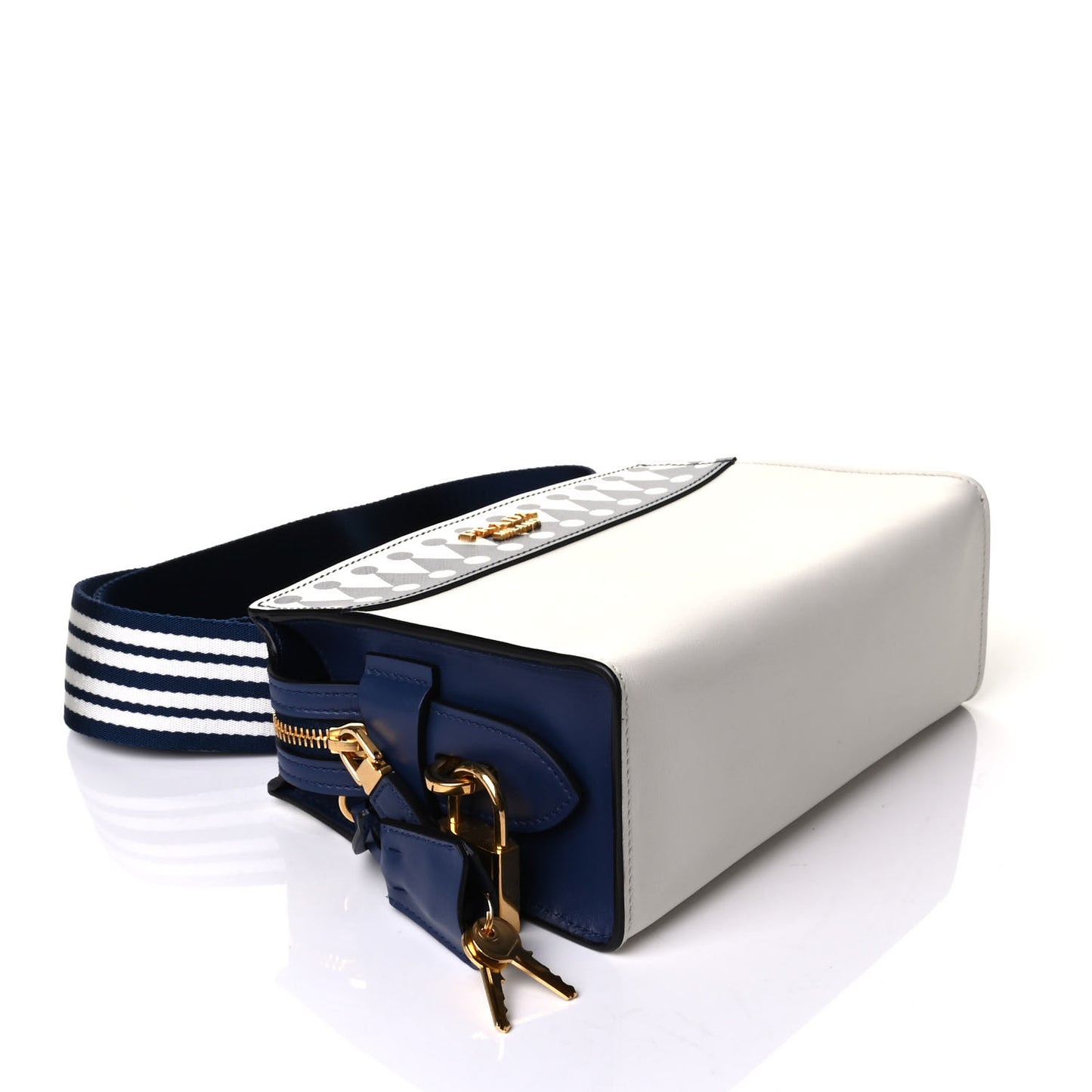 City Calf Saffiano Greche Shoulder Bag White Viola