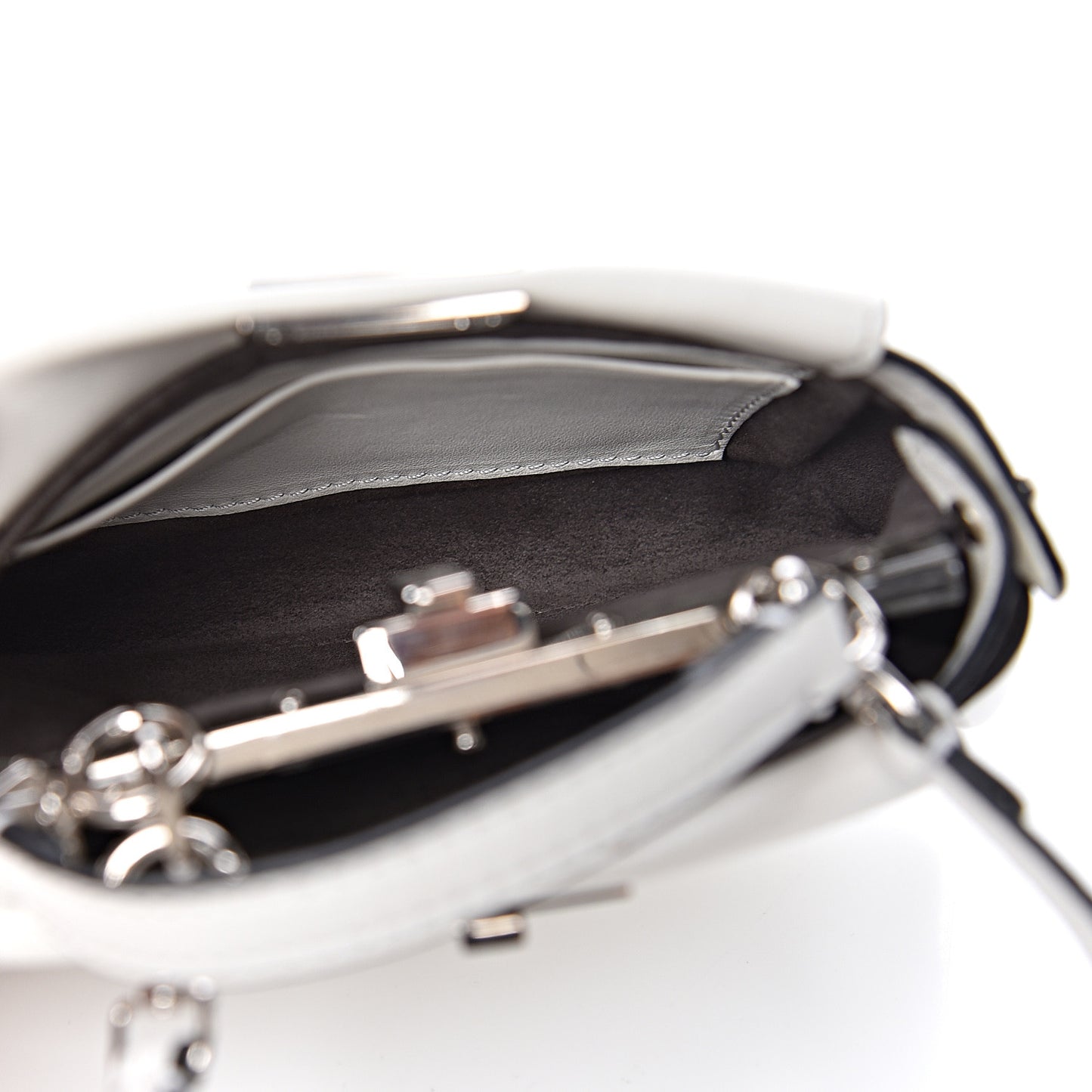 Shiny Nappa Micro Peekaboo Iconic Satchel White