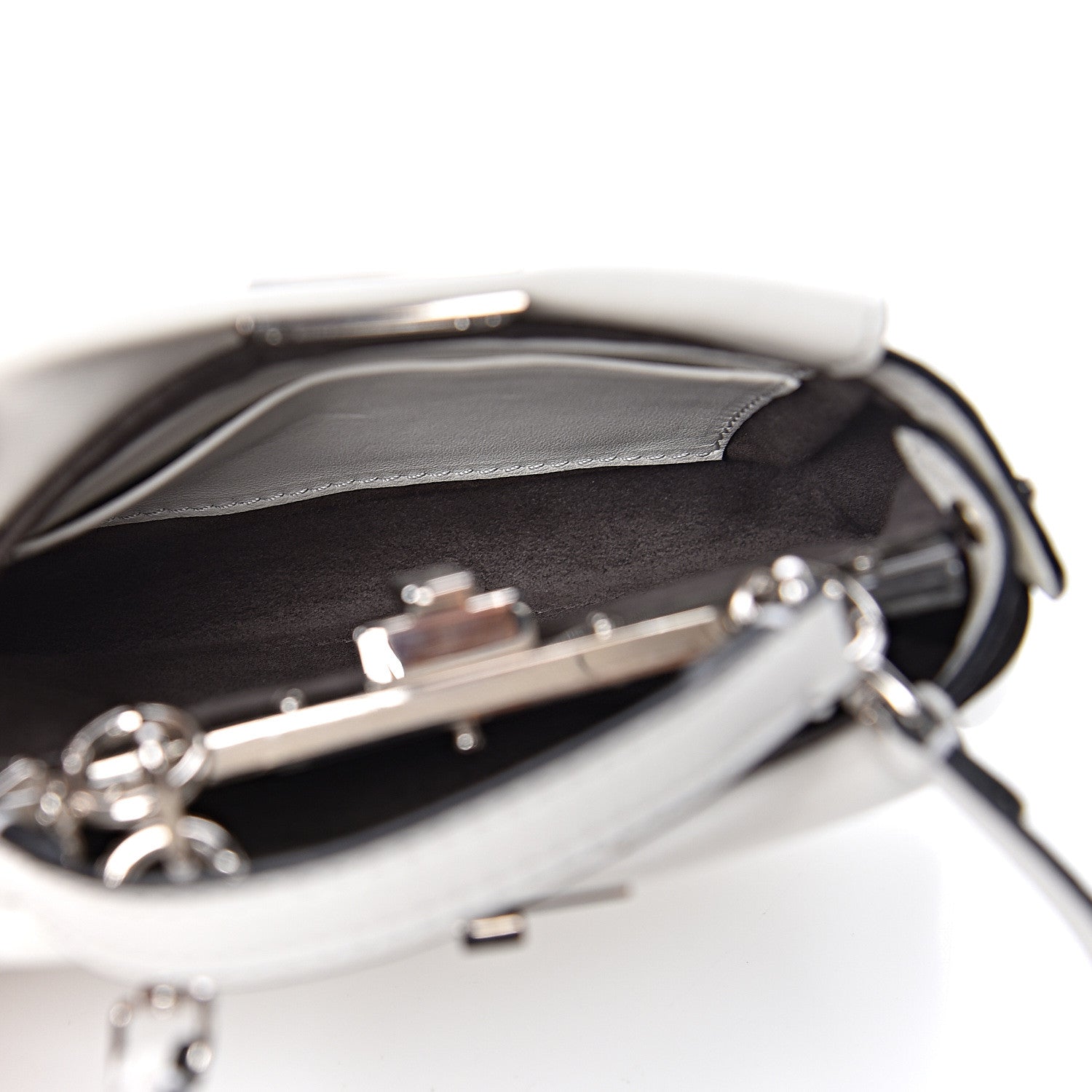 Fendi Shiny Nappa Micro Peekaboo Iconic Satchel White 5 of 10