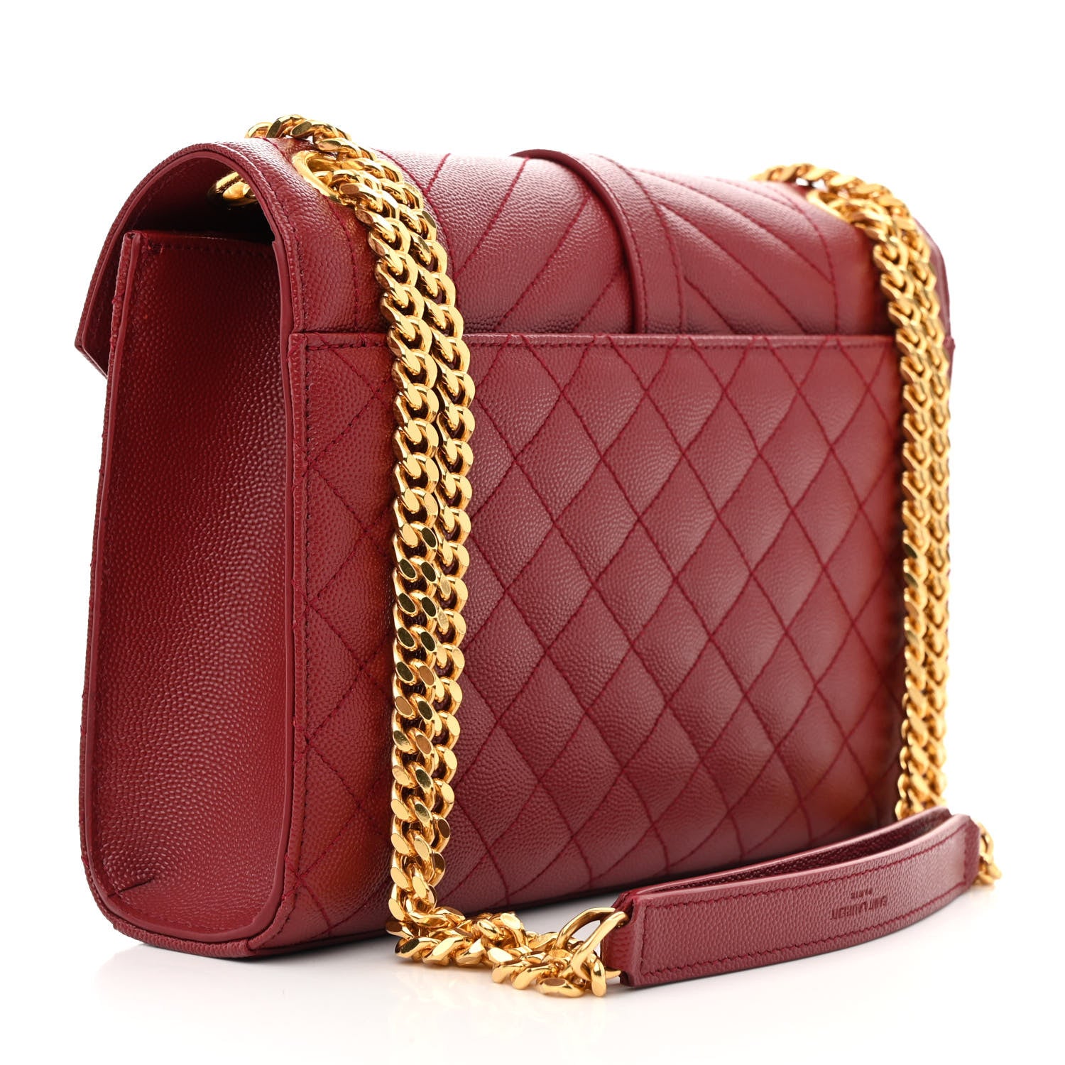 Saint Laurent Grain De Poudre Textured Mixed Matelasse Triquilt Medium Monogram Satchel Oxblood 3 of 13