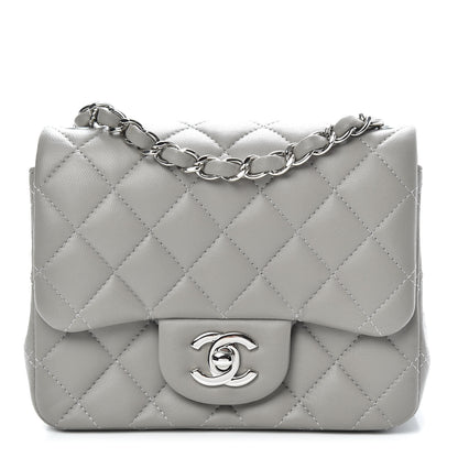 Chanel Lambskin Quilted Mini Square Flap Light Grey 1 of 10