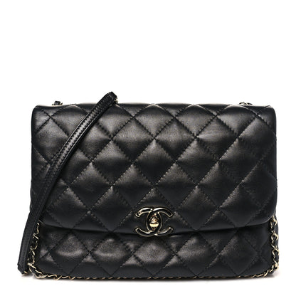 Chanel Lambskin Quilted Enamel CC Chain Frame Flap Black 1 of 10