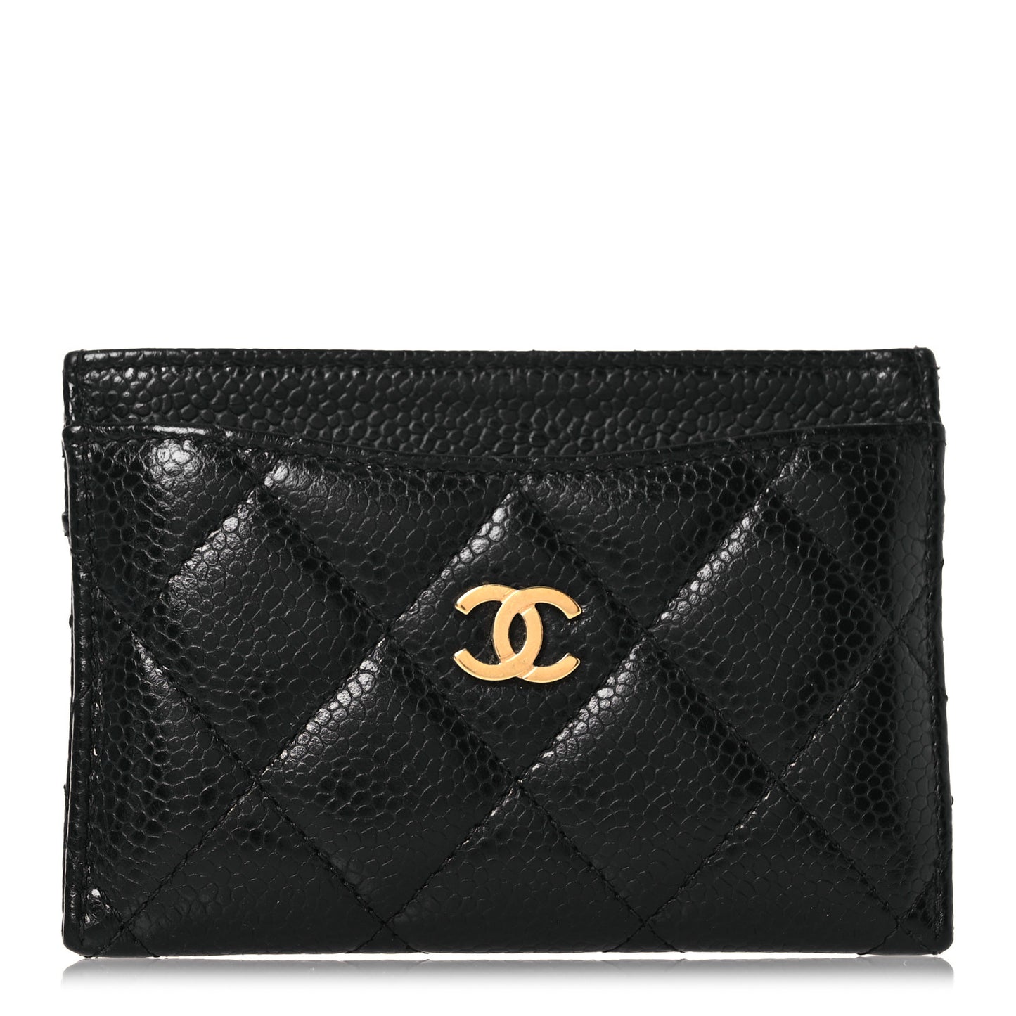 Caviar Quilted Card Holder Black