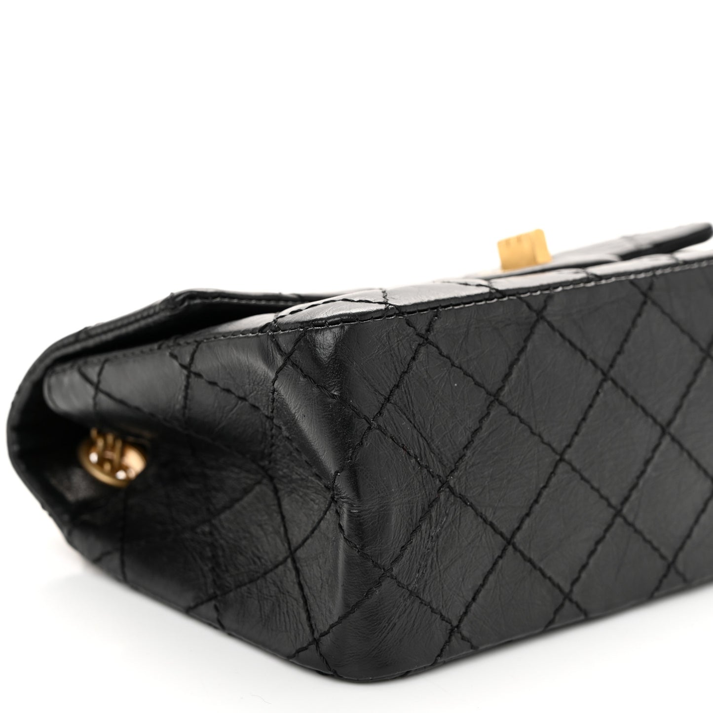 Aged Calfskin Quilted 2.55 Reissue Mini Flap Black