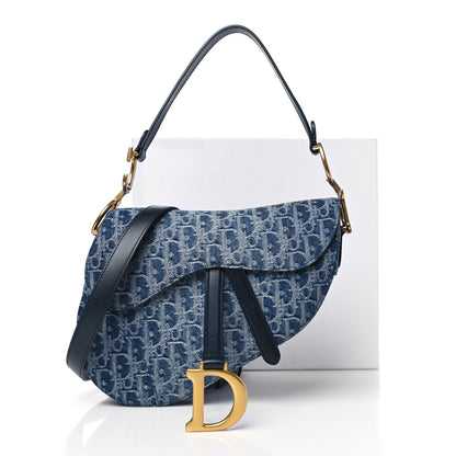 Christian Dior Denim Oblique Jacquard Saddle Bag With Strap Blue 11 of 11