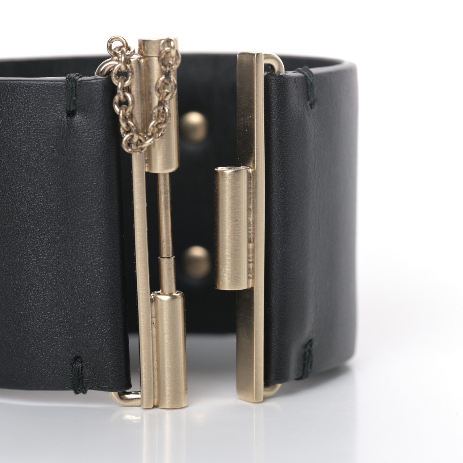 Chanel Calfskin CC Wide Cuff S Black Gold 4 of 6
