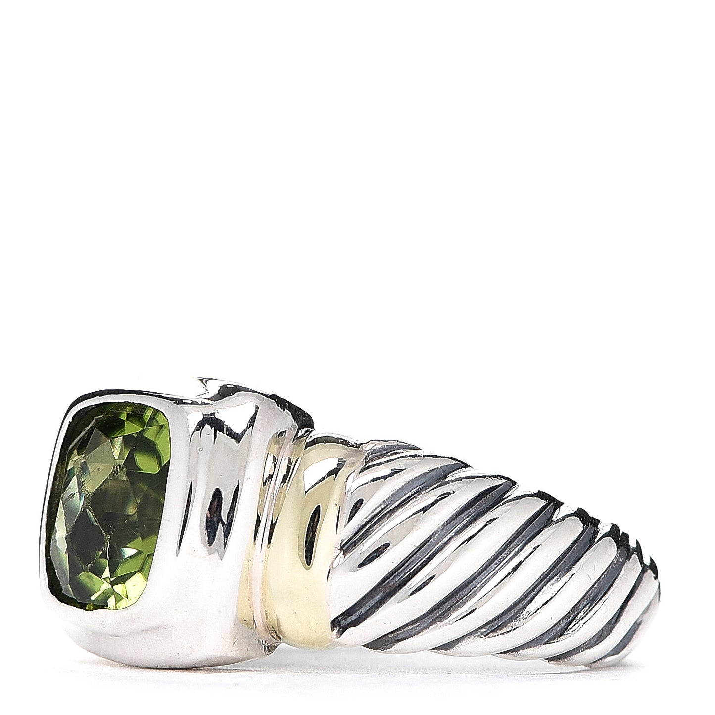 Sterling Silver 14K Yellow Gold Peridot 7mm Noblesse Ring 54 6.75