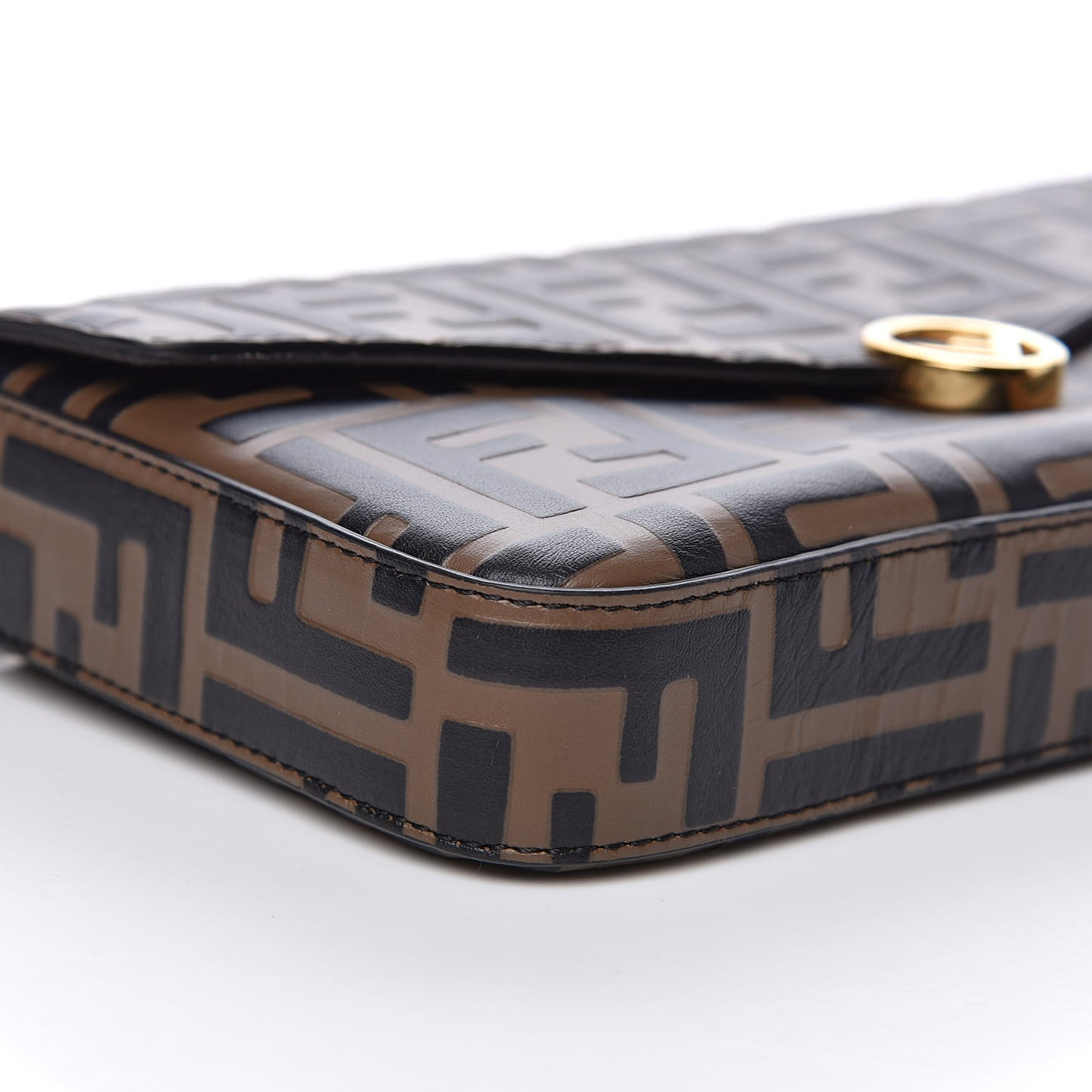 Vitello Soft F is Fendi Bi-Color FF 1974 Embossed Envelope Wallet On Chain with Pouches Maya Black