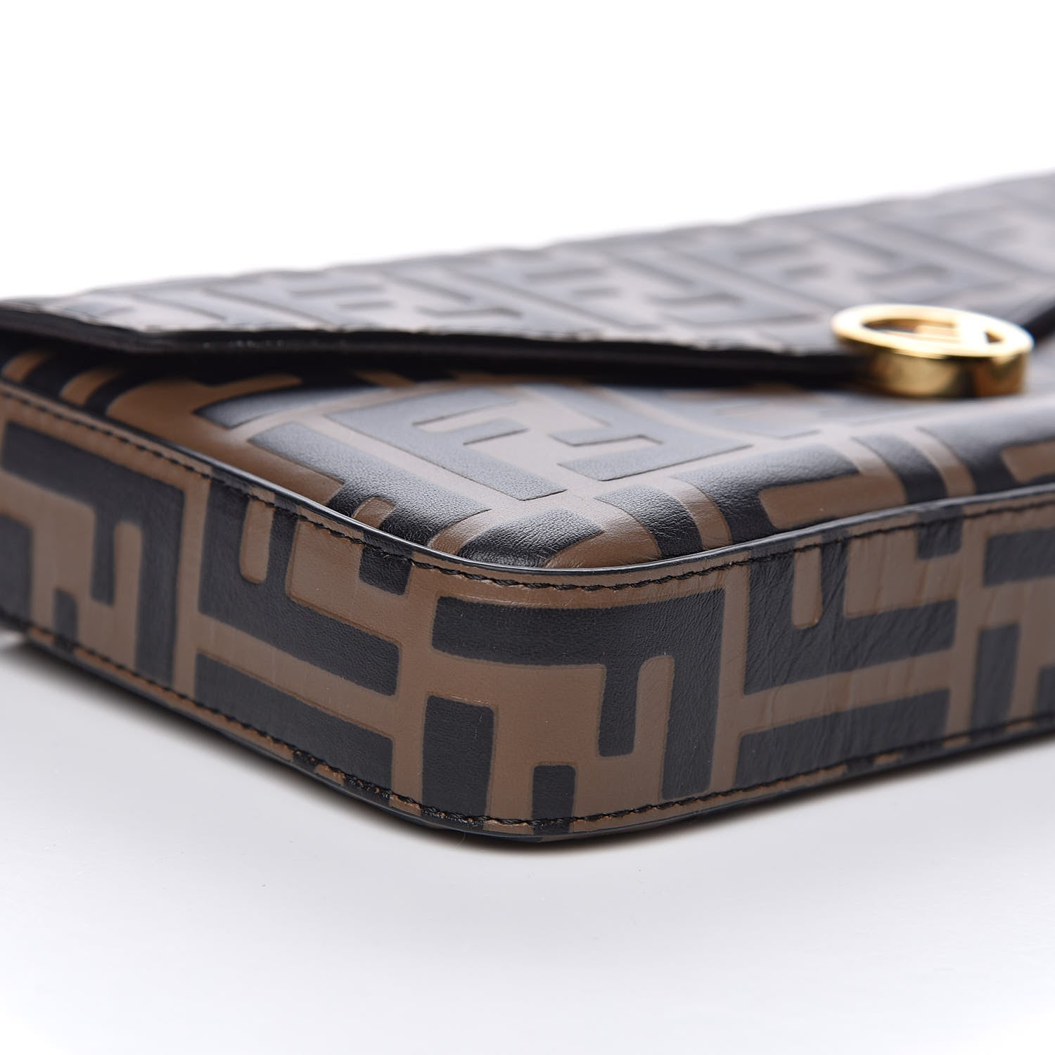 Fendi Vitello Soft F is Fendi Bi-Color FF 1974 Embossed Envelope Wallet On Chain with Pouches Maya Black 10 of 12