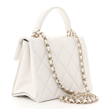 Chanel Caviar Quilted Mini Retro Twist Top Handle Flap White 3 of 10