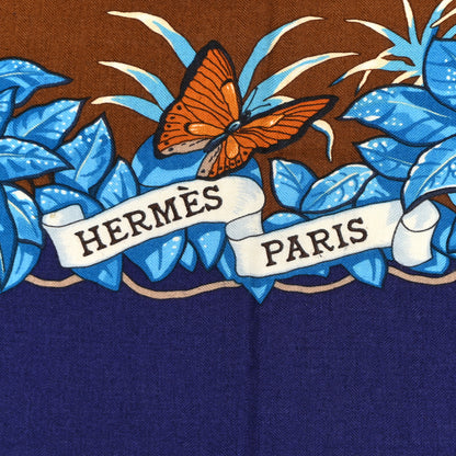 Hermes Cashmere Silk Jungle Love Shawl 140 Indigo Prune Bleu 2 of 4
