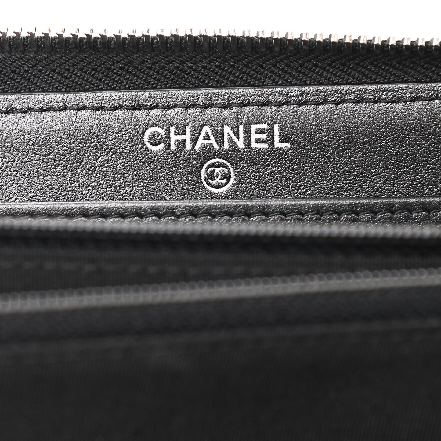 Caviar Chevron Quilted Mademoiselle Vintage Zip Around Wallet Dark Grey