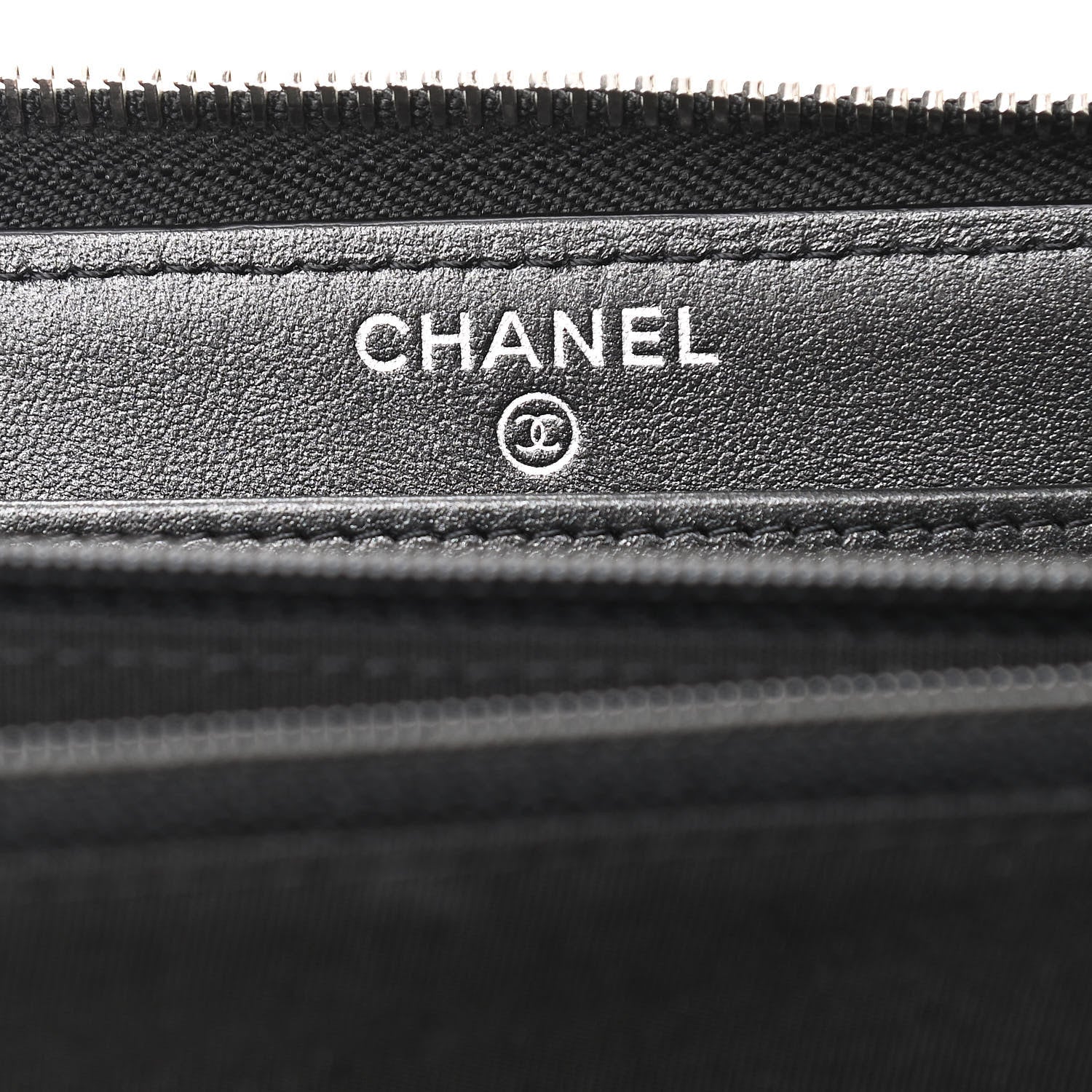 Chanel Caviar Chevron Quilted Mademoiselle Vintage Zip Around Wallet Dark Grey 6 of 8