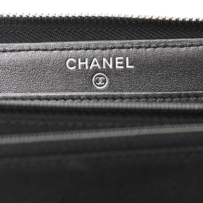 Chanel Caviar Chevron Quilted Mademoiselle Vintage Zip Around Wallet Dark Grey 6 of 8