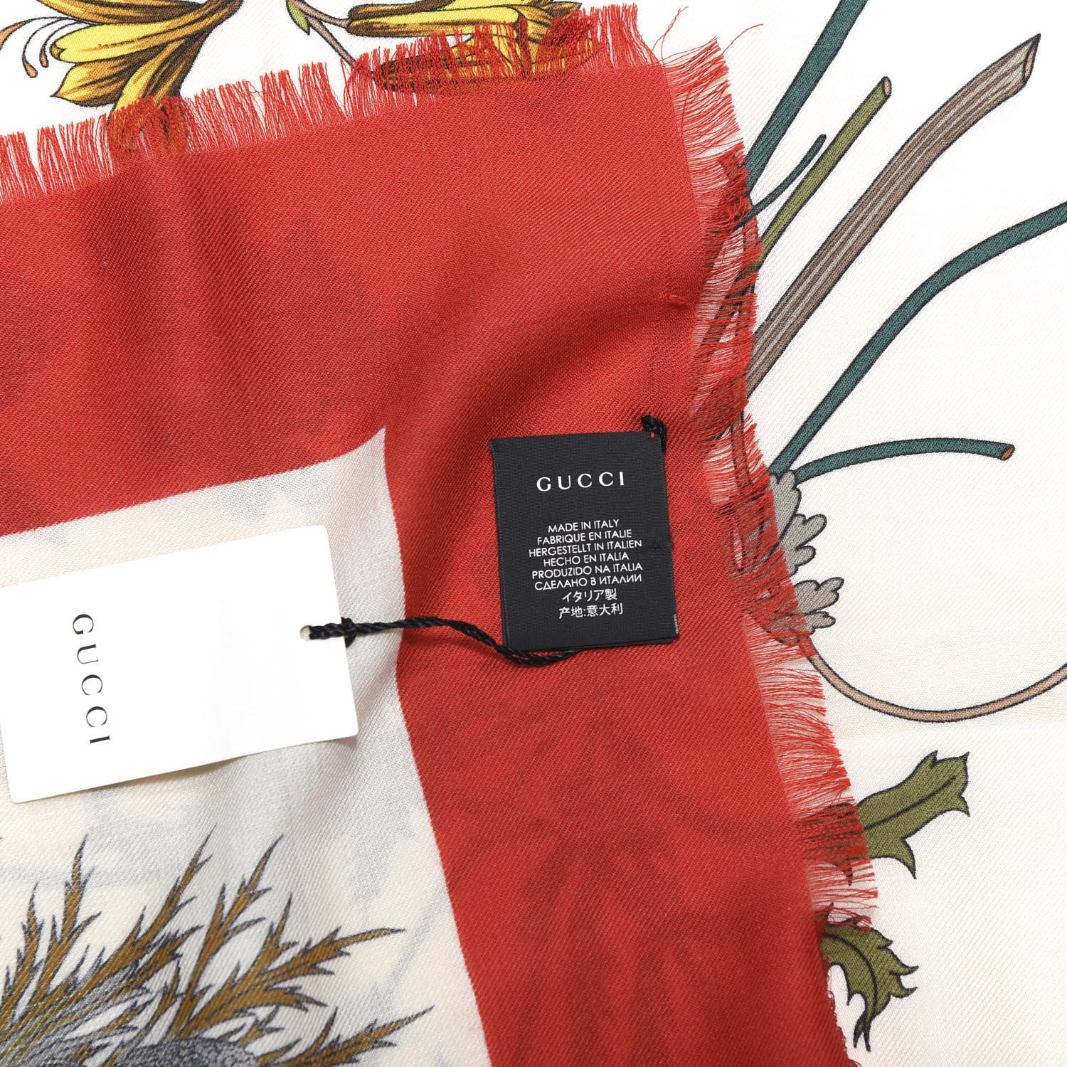 Gucci Silk Flora Gothic Square Scarf Ivory Red 4 of 4