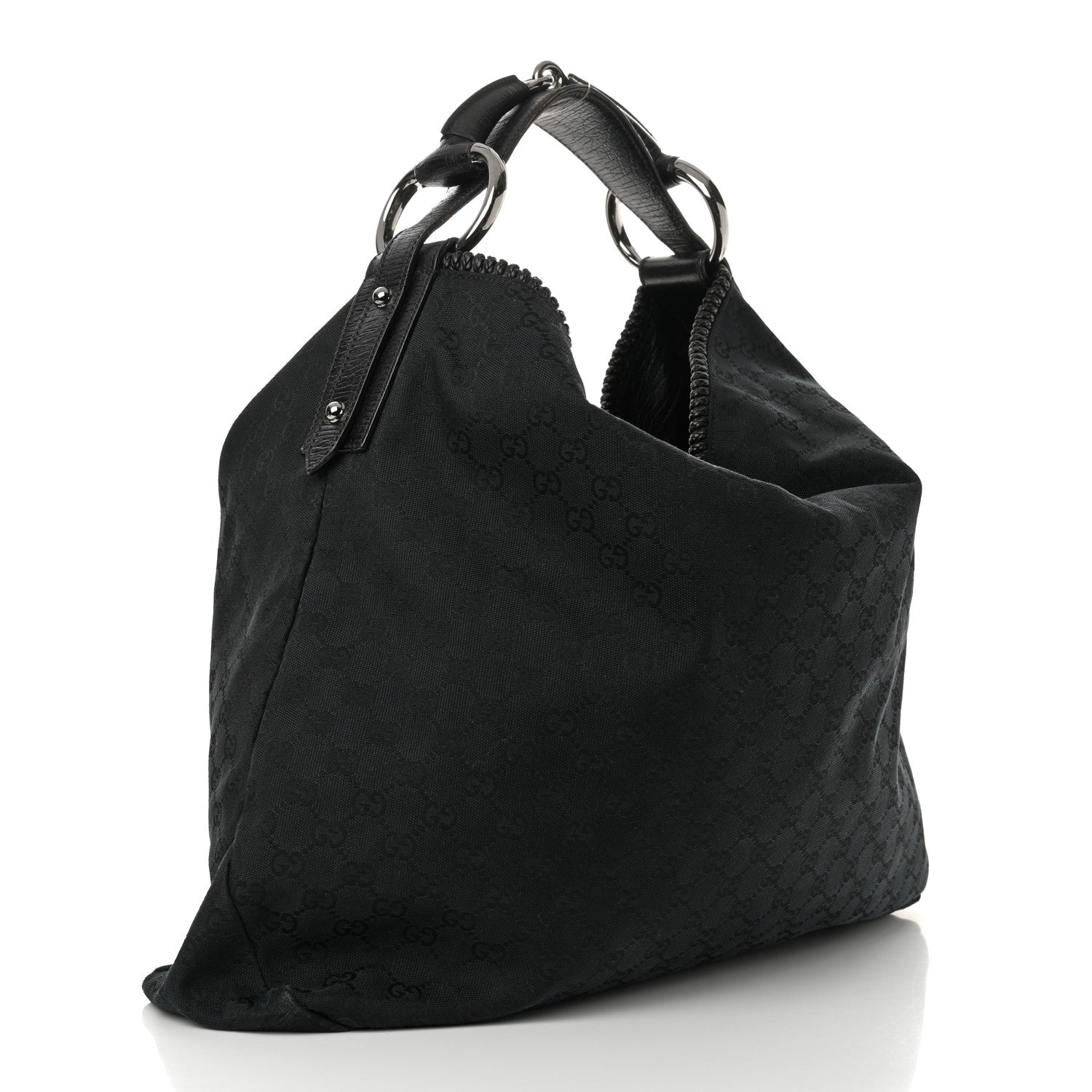 Gucci Monogram Large Horsebit Chain Hobo Black 3 of 15
